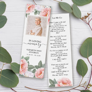 Cartes De Visite Funérailles Mémorial rose blanc Floral Mini Signet