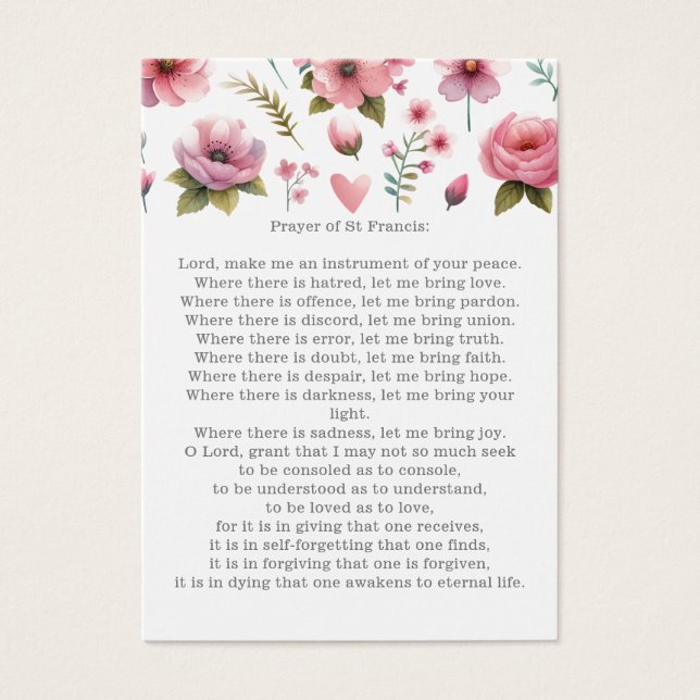 Cartes De Visite Funérailles / Prière commémorative de Saint Franço (Devant)