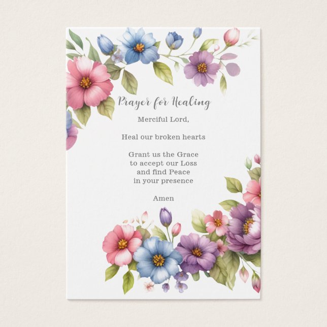 Cartes De Visite Funérailles / Prière commémorative pour la guériso (Devant)