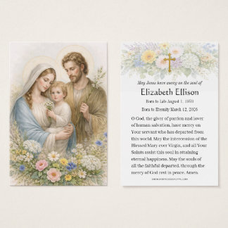 Cartes De Visite Funeral Holy Family Remembrance Prayer
