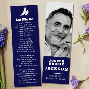 Cartes De Visite Funeral let me go white dove poem photo bookmark