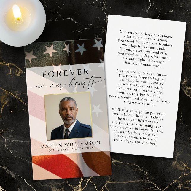 Cartes De Visite Funeral Patriotic Military Photo Prayer Card (Créateur téléchargé)
