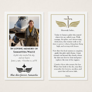 Cartes De Visite Funeral Photo Prayer for Pilot Modern Aviation