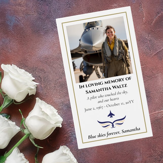 Cartes De Visite Funeral Photo Prayer for Pilot Modern Aviation (Créateur téléchargé)