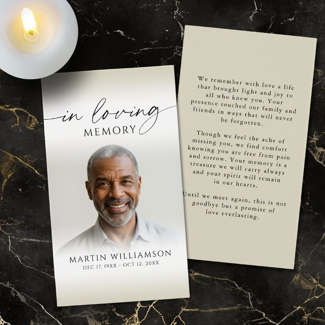 Cartes De Visite Funeral Photo Sympathy Memorial Prayer Card (Créateur téléchargé)