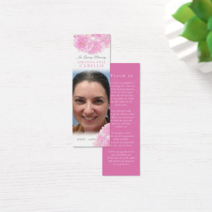 Cartes De Visite Funeral pink spring blossom poem photo bookmark