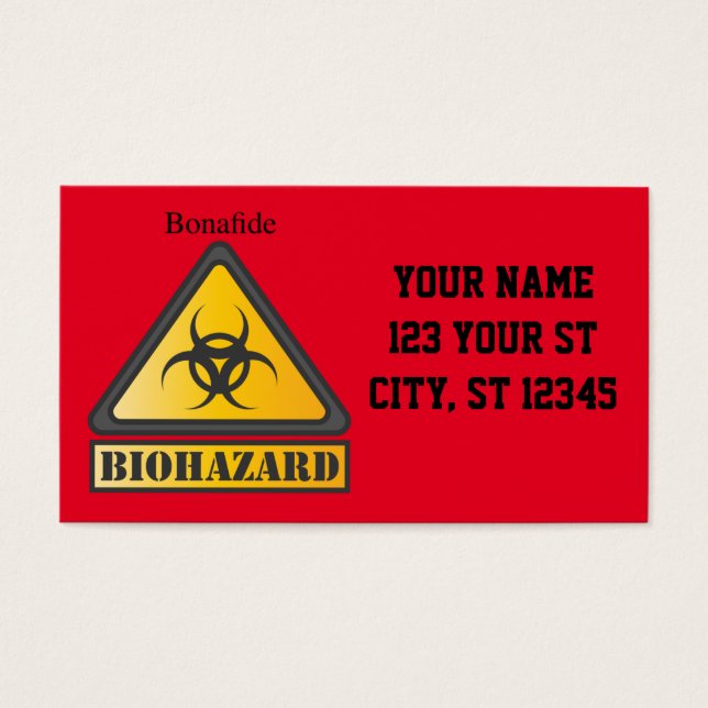 Cartes De Visite Funny Biohazard Warning Sign Thunder_Cove (Devant)