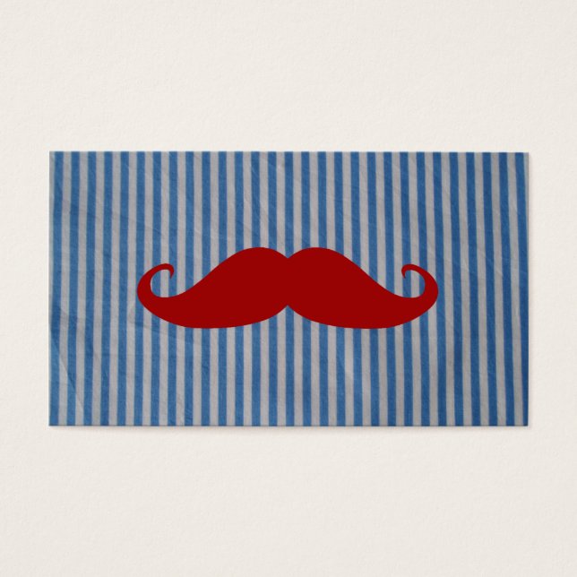 Cartes De Visite Funny Red Mustache and Blue White Stripes (Devant)