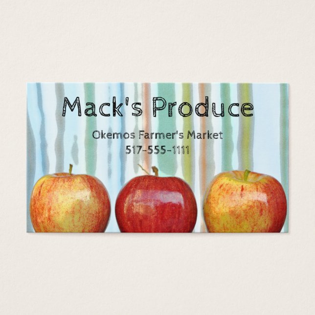 Cartes De Visite Gala pomme rayures Produire fermier enseignant (Devant)