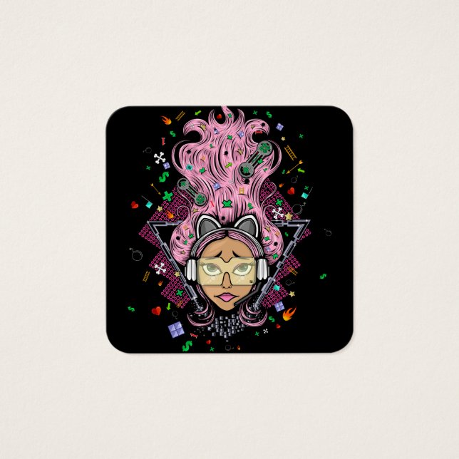 Cartes De Visite Gamer fille (Devant)