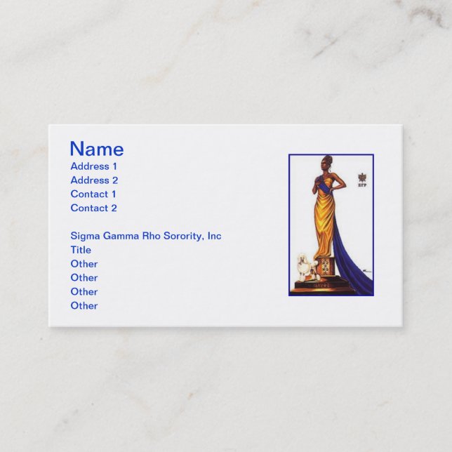 Cartes de visite gamma de sororité de Rho de sigma (Devant)