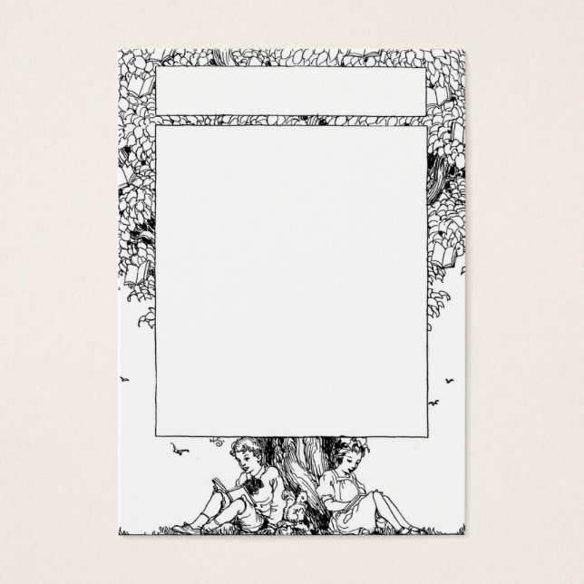 Cartes De Visite Garçon et fille lisant sous un arbre (Devant)