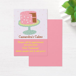 Cartes De Visite Gâteau blanc rose et vert