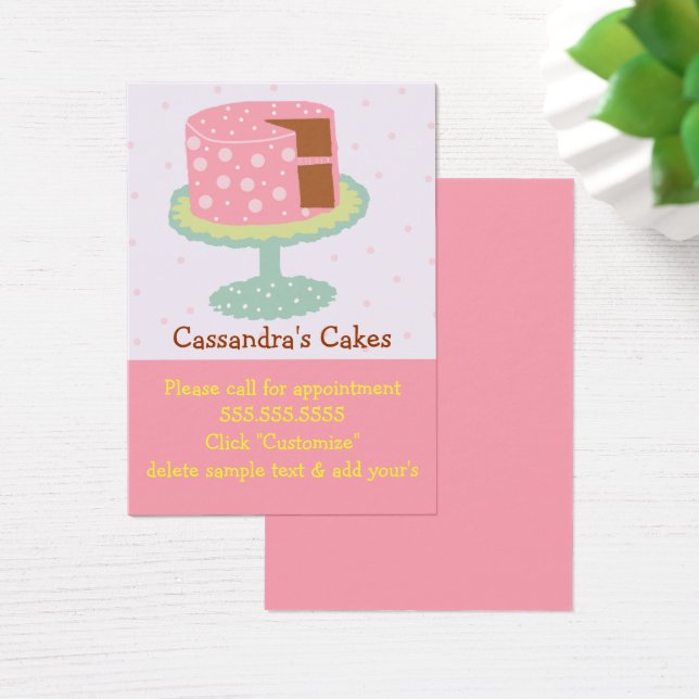 Cartes De Visite Gâteau blanc rose et vert (Bureau)