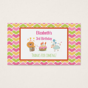 Cartes De Visite Gâteau d'anniversaire avec le lion de fête et les