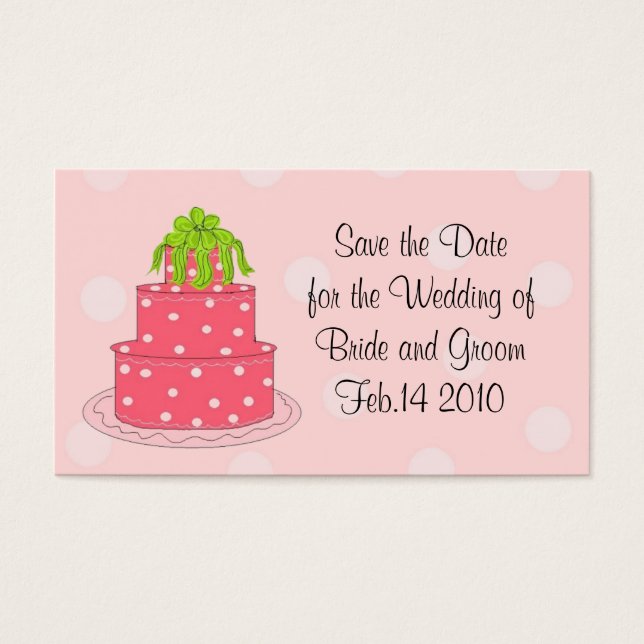 Cartes De Visite Gâteau de Mariage Rose Save the Date (Devant)