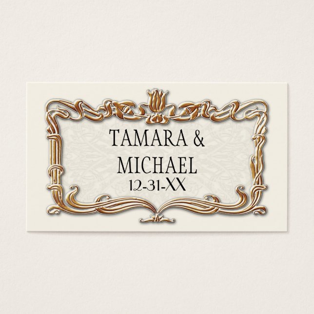 Cartes De Visite Gatsby Art Déco Nouveau dentelle Faux Gold Tulip (Devant)