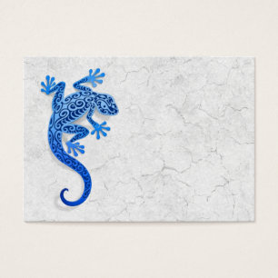 Cartes De Visite Gecko bleu s'élevant sur un mur blanc