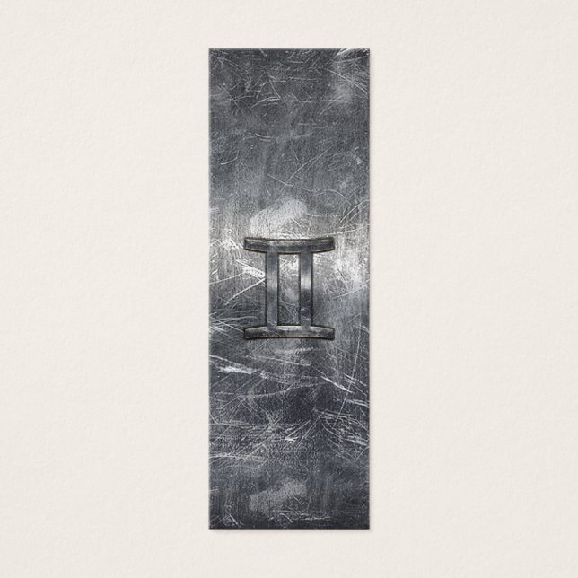 Cartes De Visite Gemini Sign en Distressed Siver Steel (Devant)