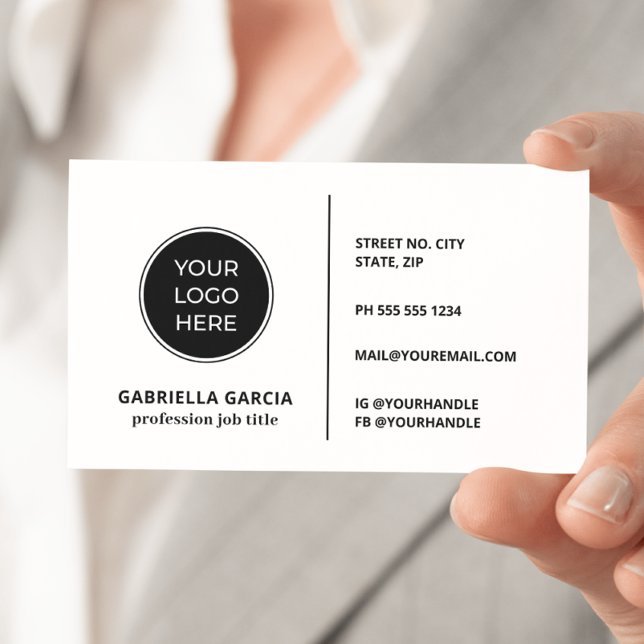 Cartes de visite génériques à design simple blanc (Front of card shown in 3.5 x 2.0 inch, add your QR Code and webpage on the back.)
