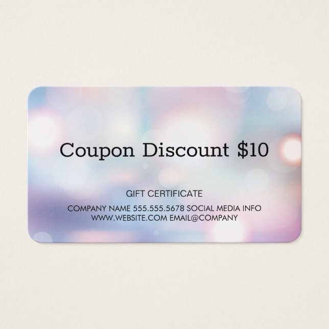 Cartes De Visite Gift Card Boke | Coupon Code (Devant)