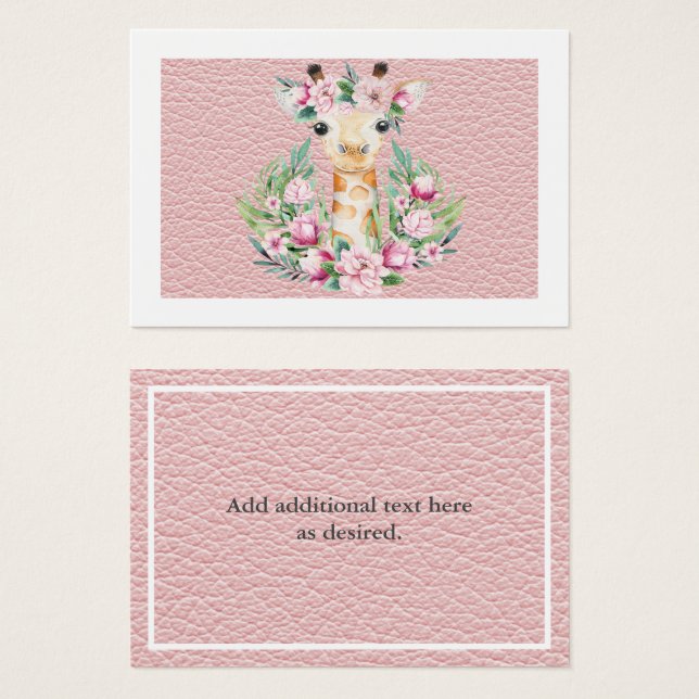 Cartes De Visite Giraffe Rustique Filles Florales Nommé Joli Boho (Devant & derrière)