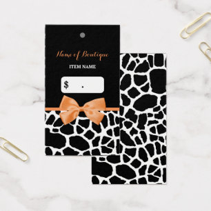 Cartes De Visite Girl Orange Bow Giraffe Imprimer Boutique Hang Tag