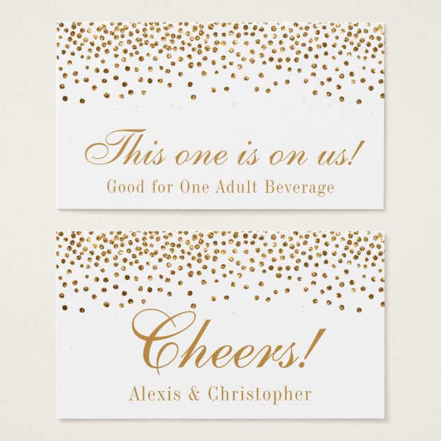Cartes De Visite Glam Gold Confetti Dots Mariage Boire Billets (Devant & derrière)