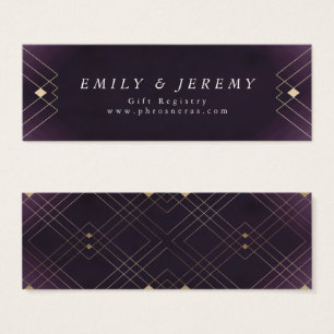 Cartes De Visite Gold Diamond violet Mariage géométrique Gatsby
