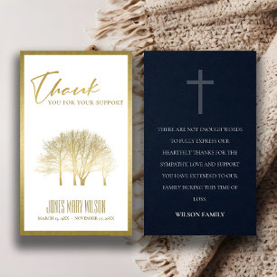 CARTES DE VISITE GOLD FALL TREE SYMPATHY MEMORIAL THANK YOU CARD