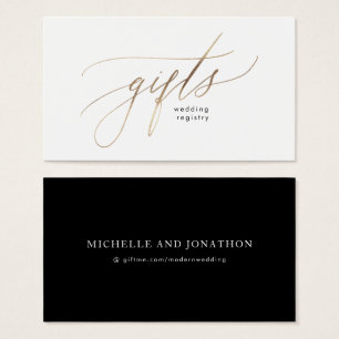 Cartes De Visite Gold Foil Calligraphy Modern Mariage Cadeau Regist