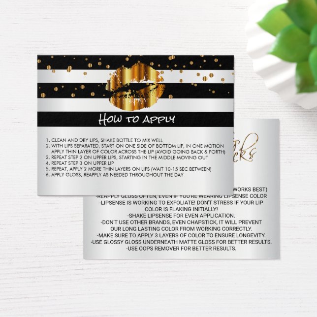 Cartes De Visite Gold Lips Application Instructions (Bureau)