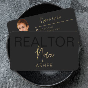 Cartes de visite Gold Real Estate Agent avec code 