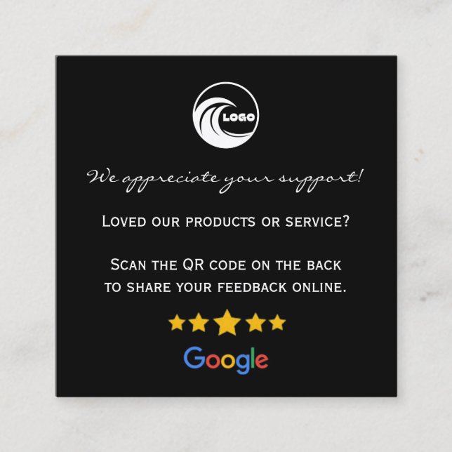 Cartes de Visite Google Avis QR Merci (Devant)