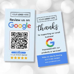 Cartes de visite Google Review avec logo et code Q
