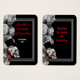 Cartes De Visite Gothique crâne noir mariage merci tag