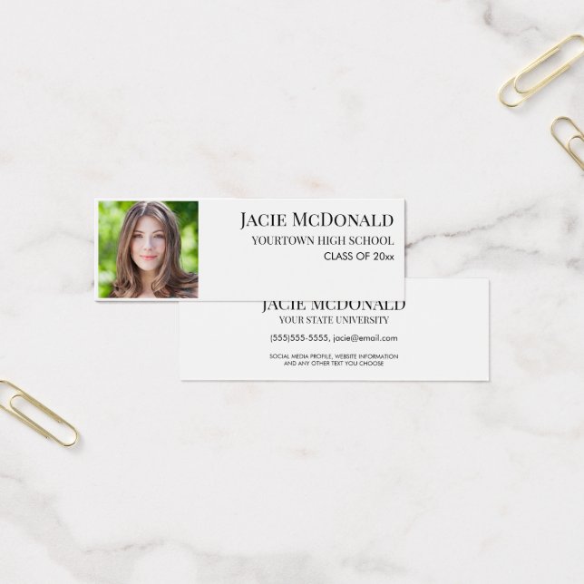 Cartes De Visite Graduation moderne Insérer un profil photo blanc (Bureau)