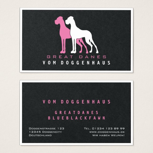 Cartes De Visite Grande Dane pure (Devant & derrière)