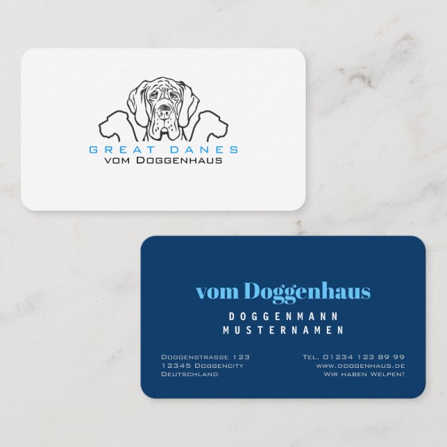 Cartes de visite Grandes Danoises (Devant / Derrière)