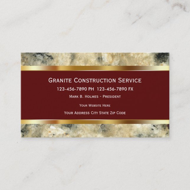 Cartes de visite Granite Construction (Devant)