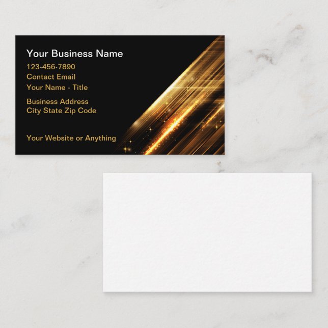 Cartes de visite graphiques Abstraits cool Gold (Devant / Derrière)