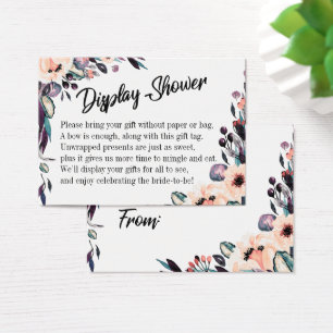 Cartes De Visite Gras Florals Afficher la Fête des mariées Cadeau