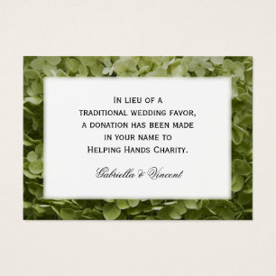 Cartes De Visite Green Annabelle Hydrangea Mariage Charité Faveurs