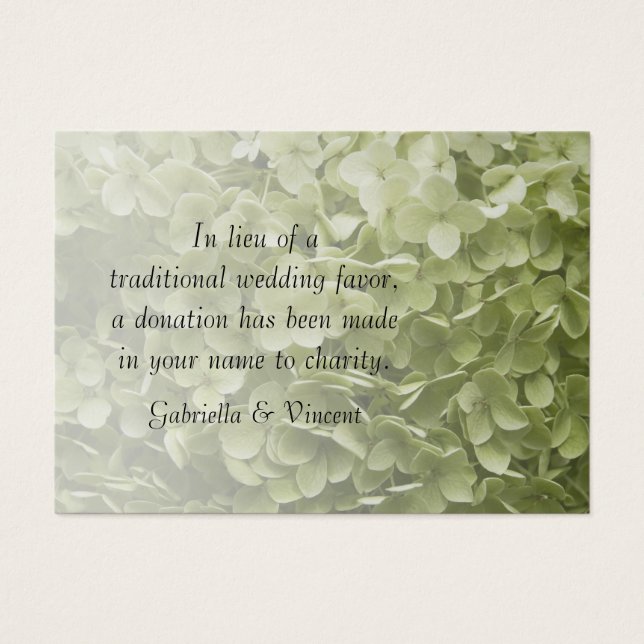 Cartes De Visite Green Annabelle Hydrangea Mariage Charité Faveurs (Devant)
