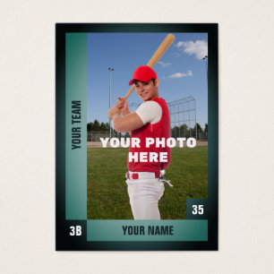 Cartes De Visite Green Baseball Trading Card Statistiques personnal