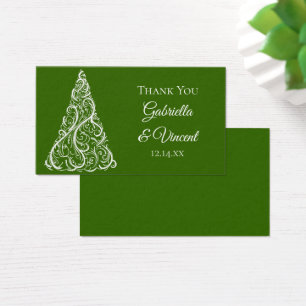 Cartes De Visite Green Christmas Tree Winter Wedding Favor Tags