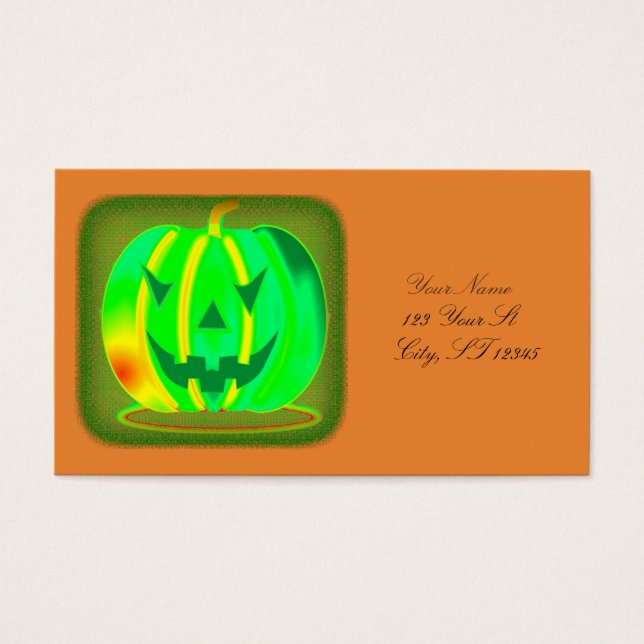 Cartes De Visite Green Jack olantern Halloween Thunder_Cove (Devant)