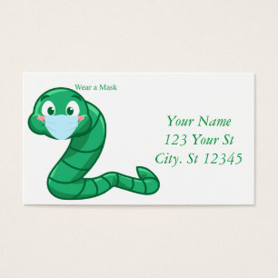 Cartes De Visite Green Kawaii Worm Thunder_Cove