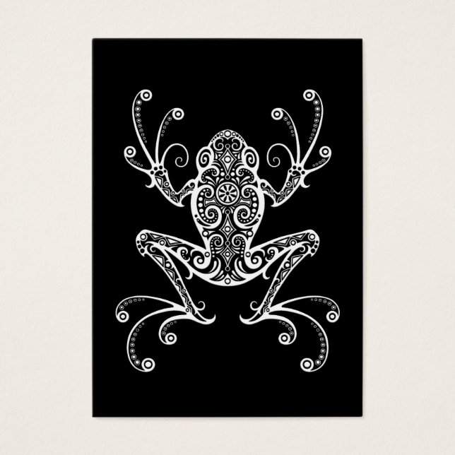Cartes De Visite Grenouille d'arbre blanc complexe sur le noir (Devant)