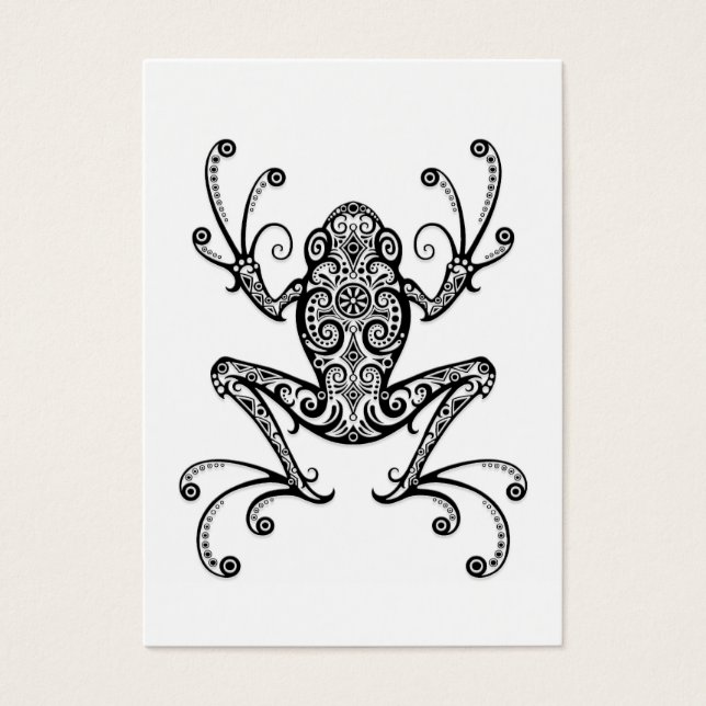 Cartes De Visite Grenouille noire complexe sur blanc (Devant)